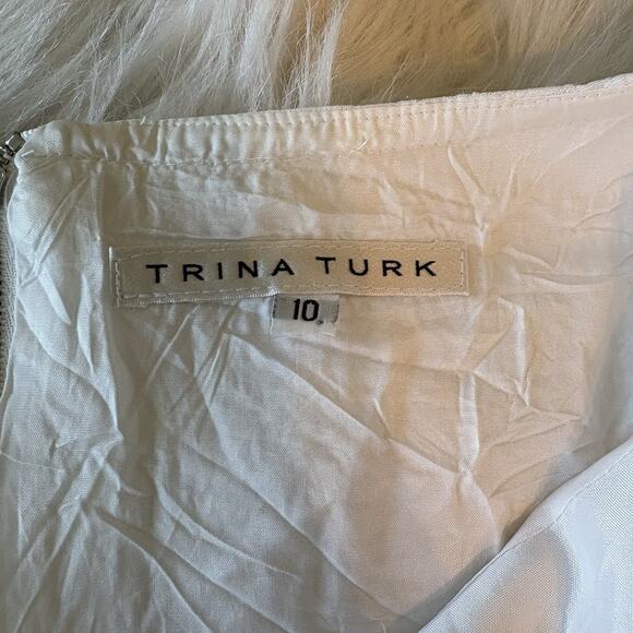 Trina Turk Shift Dress Museum White Eyelet Short Sleeve V-Neck Tunic Size 10 - Picture 7 of 12